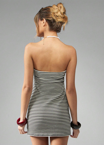 Черно-белое вечернее, кэжуал платье бандо SHEIN в полоску