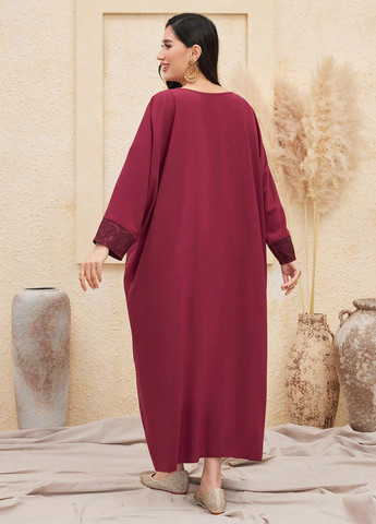 Бордовое праздничный, кэжуал платье оверсайз SHEIN однотонное