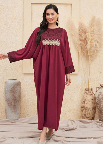 Бордовое праздничный, кэжуал платье оверсайз SHEIN однотонное