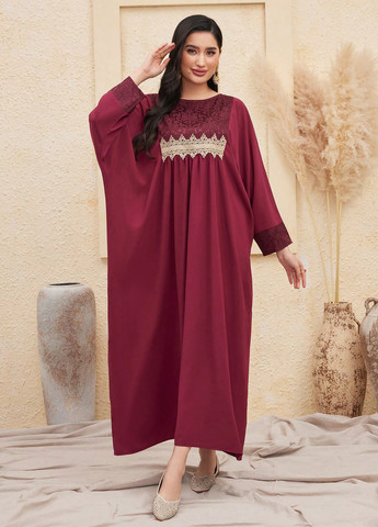 Бордовое праздничный, кэжуал платье оверсайз SHEIN однотонное