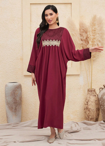 Бордовое праздничный, кэжуал платье оверсайз SHEIN однотонное