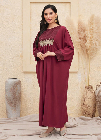 Бордовое праздничный, кэжуал платье оверсайз SHEIN однотонное