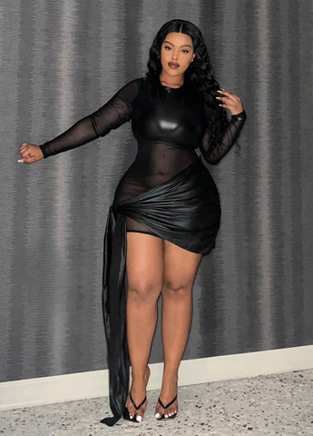 Черное кэжуал платье со шлейфом, футляр SHEIN однотонное