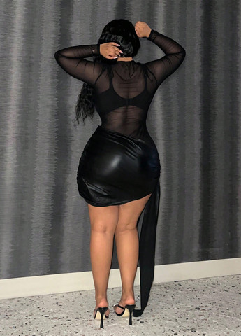 Черное кэжуал платье со шлейфом, футляр SHEIN однотонное