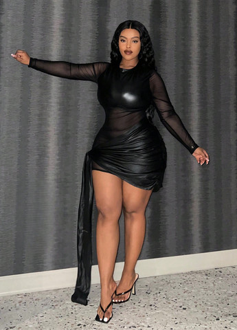 Черное кэжуал платье со шлейфом, футляр SHEIN однотонное