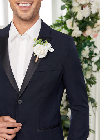 Темно-синий демисезонный костюм (пиджак, брюки) брючный SHEIN