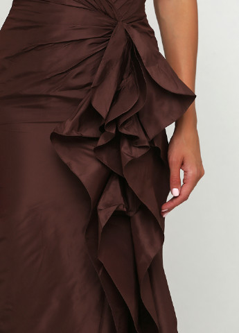 Коричневое вечернее платье футляр Ralph Lauren однотонное