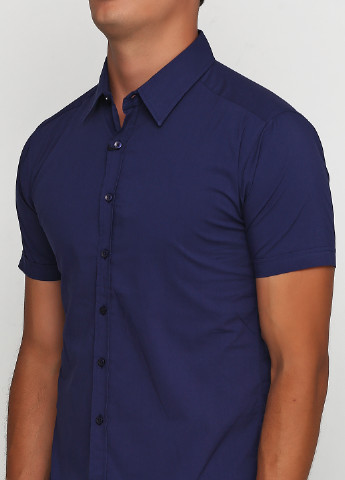 Синяя кэжуал рубашка однотонная BLTD с коротким рукавом