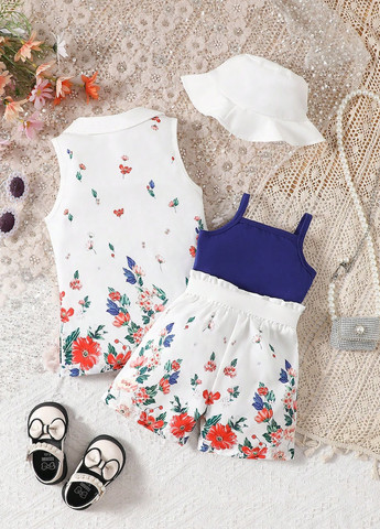 Комбінований літній костюм (комбінезон, жилет, панама) SHEIN