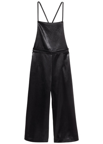 Комбінезон H&M комбінезон-брюки однотонний чорний кежуал поліестер, атлас