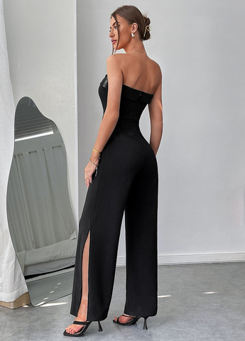 Комбінезон SHEIN комбінезон-брюки однотонний чорний кежуал поліестер