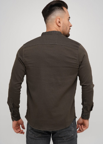 Оливковковая (хаки) кэжуал рубашка однотонная Trend Collection