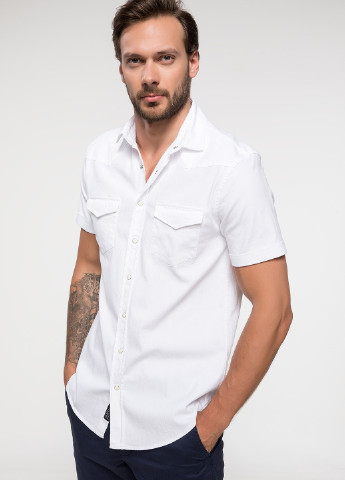 Белая кэжуал рубашка DeFacto с коротким рукавом