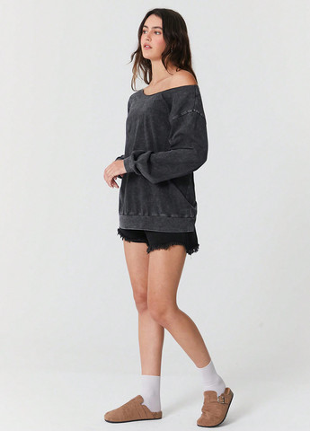 Темно-серый свитшот SHEIN варенка без декора (338186738)