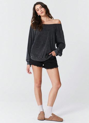 Темно-серый свитшот SHEIN варенка без декора (338186738)