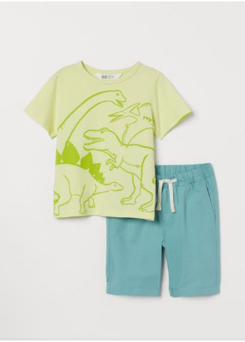 Бирюзовый комплект футболка и шорты на мальчика H&M
