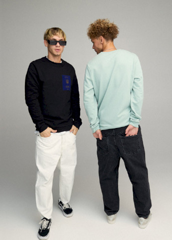 Чорний свитшот мужской basic /no flis/ YAPPI малюнок (254557665)