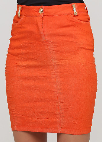 Оранжевая джинсовая однотонная юбка Sassofono карандаш