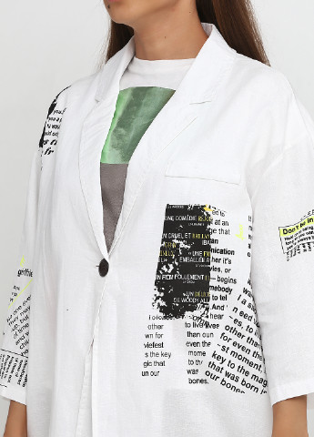 Белый женский пиджак Longdeng надпись - летний