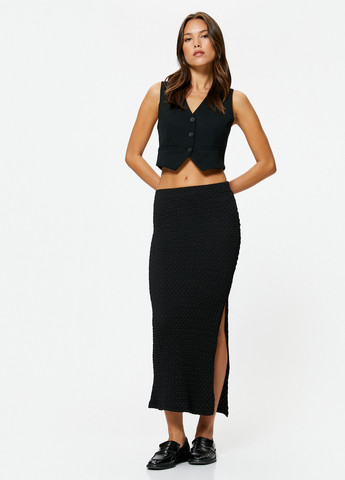 Черная кэжуал однотонная юбка KOTON карандаш