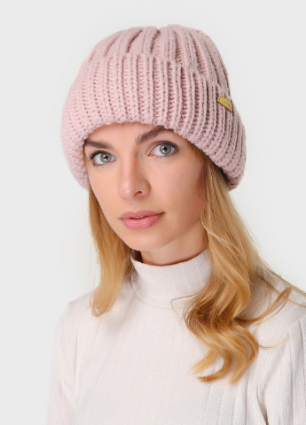 Тепла зимова вовняна жіноча шапка з відворотом на флісовій підкладці 500044 DeMari мия (244712829)