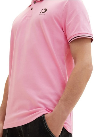 Розовая футболка-поло для мужчин Tom Tailor с надписью