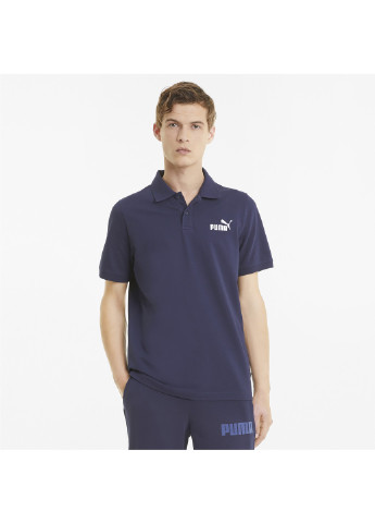 Синяя футболка-поло essentials pique men's polo shirt для мужчин Puma однотонная