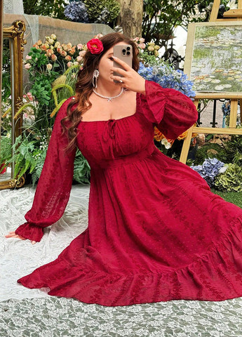 Світло-бордова кежуал сукня в стилі армпір SHEIN однотонна