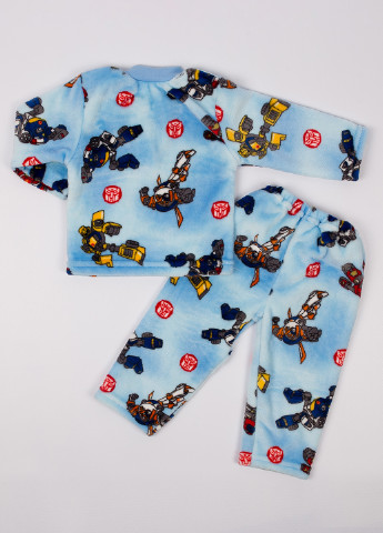 Голубая всесезон пижама (лонгслив, брюки) Пташка текстиль