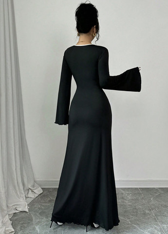 Черно-белое вечернее, кэжуал платье SHEIN однотонное