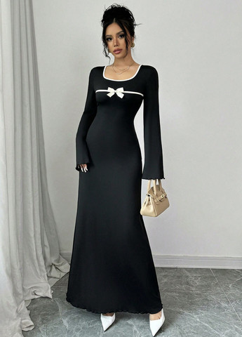 Черно-белое вечернее, кэжуал платье SHEIN однотонное