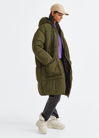 Оливкова (хакі) демісезонна куртка продовжена вільного крою H&M