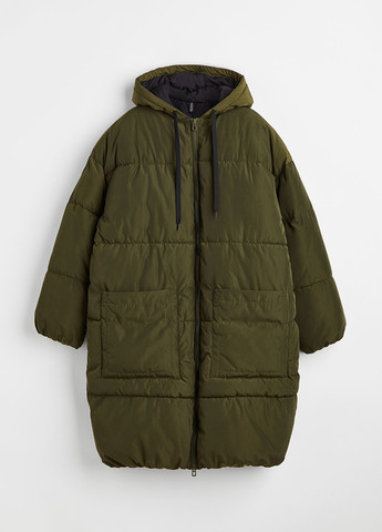 Оливковая (хаки) демисезонная куртка подовжена вільного крою H&M