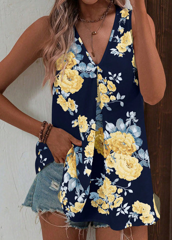 Темно-синя блуза SHEIN