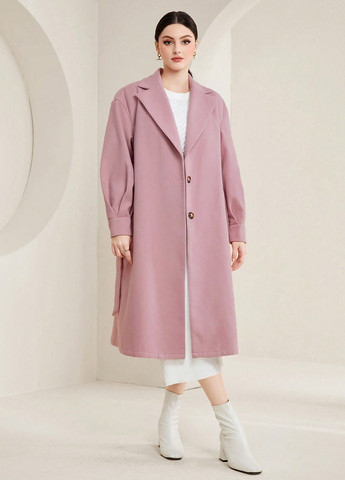 Розовое демисезонное Пальто однобортное SHEIN