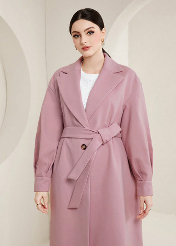 Розовое демисезонное Пальто однобортное SHEIN