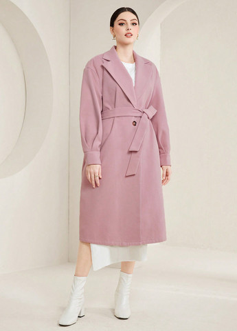 Розовое демисезонное Пальто однобортное SHEIN