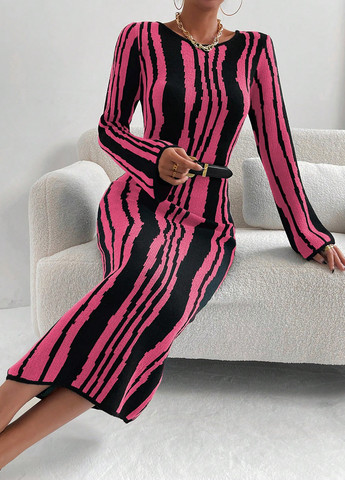 Комбинированное кэжуал платье силуэтная SHEIN в полоску