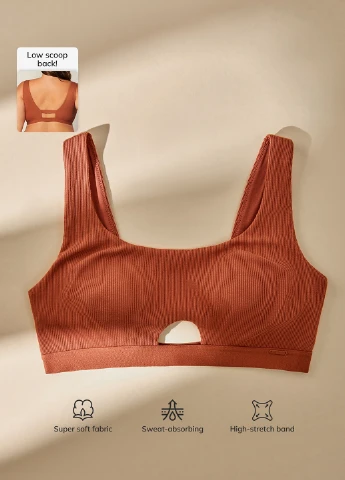 Коричневый топ бюстгальтер SHEIN без косточек хлопок, модал
