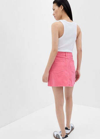 Розовая джинсовая однотонная юбка Gap
