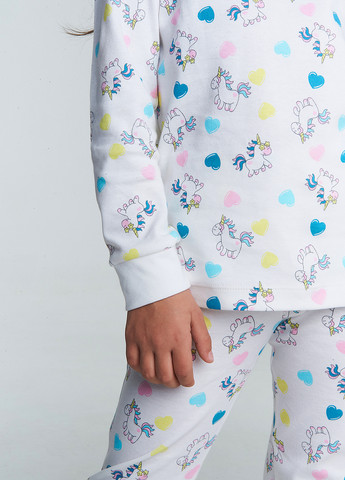 Белая всесезон пижама (лонгслив, брюки) лонгслив + брюки Vidoli