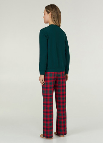 Зеленая зимняя пижама (лонгслив, брюки) Ellen