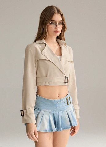 Кремова демісезонна куртка куртка-піджак SHEIN