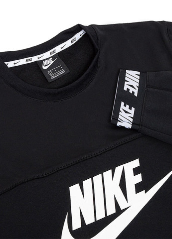 Свитшот Nike - Прямой крой логотип черный спортивный хлопок - (195850341)