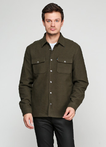 Пиджак H&M с длинным рукавом однотонный темно-зелёный кэжуал