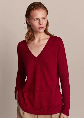 Вишневий демісезонний пуловер пуловер Massimo Dutti