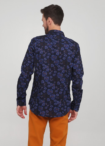 Темно-синяя кэжуал рубашка с цветами Sisley