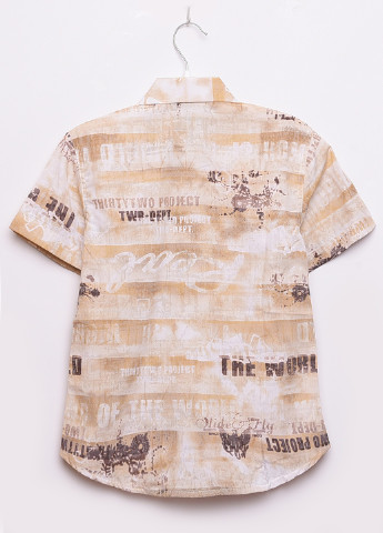Песочная классическая рубашка с надписями Let's Shop