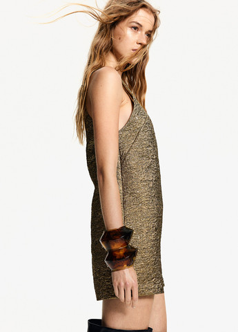 Золотистое вечернее, кэжуал платье платье-майка H&M однотонное