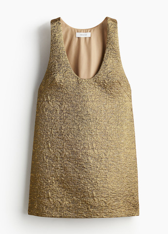 Золотистое вечернее, кэжуал платье платье-майка H&M однотонное